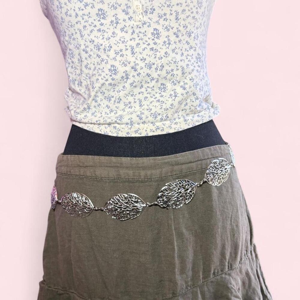 Silver-tone leaf waist chain/belt y2k boho fairycore vintage edgy